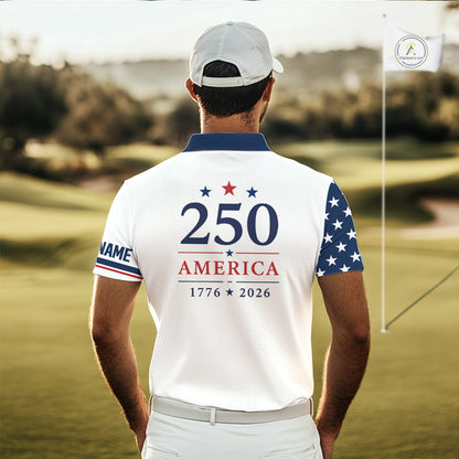 American Flag Mens Golf Polo Shirts, Patriotic Team Golf Jerseys NHT885