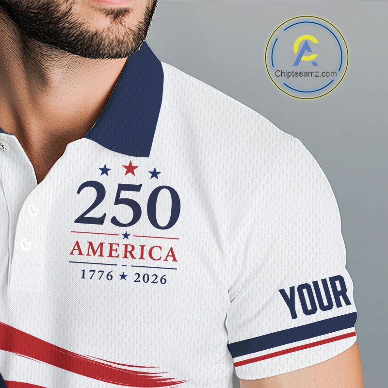 American Flag Mens Golf Polo Shirts, Patriotic Team Golf Jerseys NHT885