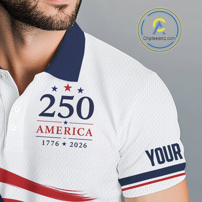 American Flag Mens Golf Polo Shirts, Patriotic Team Golf Jerseys NHT885