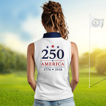 Load image into Gallery viewer, American Flag Sleeveless Womens Golf Polo Shirts, Patriotic Team Golf Jerseys NHT885