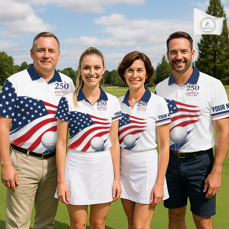 American Flag Mens Golf Polo Shirts, Patriotic Team Golf Jerseys NHT885