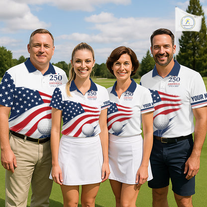 American Flag Mens Golf Polo Shirts, Patriotic Team Golf Jerseys NHT885