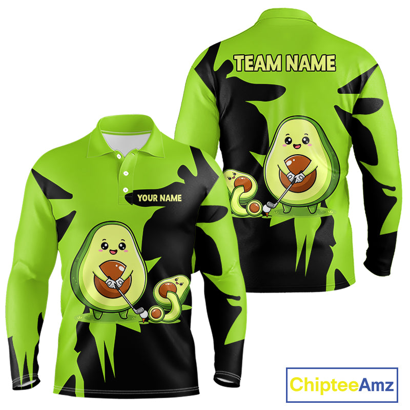 Green Golf Jerseys Funny Avocado Golf Shirts For Men Custom Golf Team Shirts For Golfers NHT893