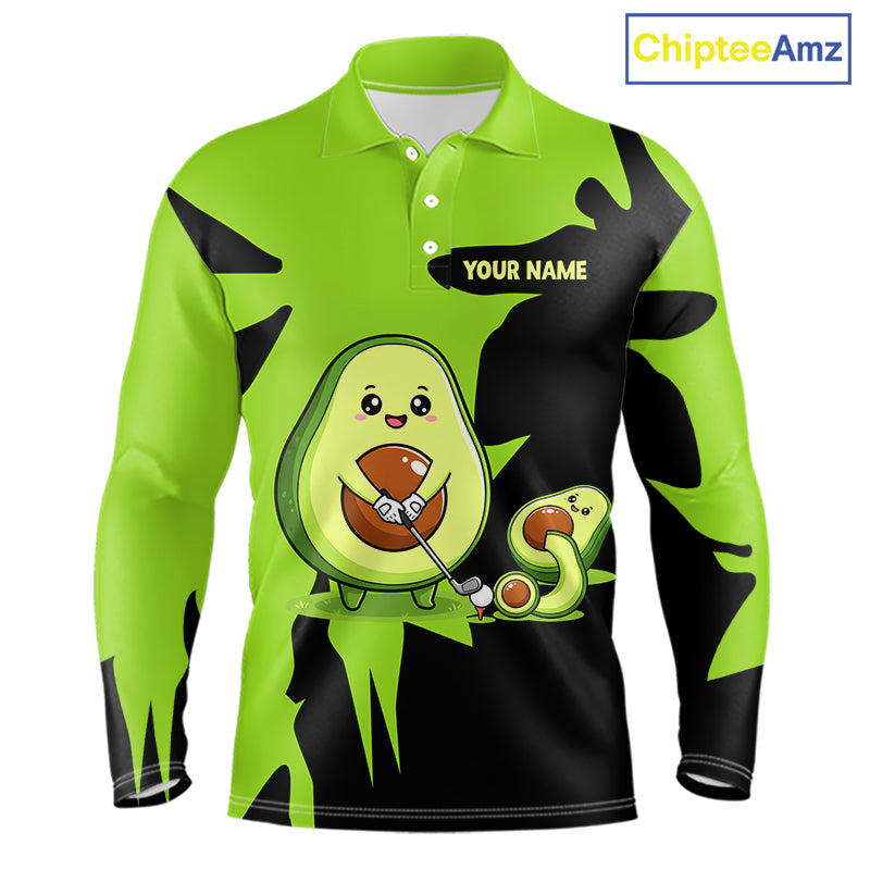 Green Golf Jerseys Funny Avocado Golf Shirts For Men Custom Golf Team Shirts For Golfers NHT893