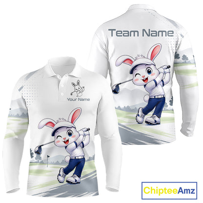Custom Bunny Golf Polo Shirt – Personalized Rabbit Golf Shirt, Funny Golfer Gift For Men NHT1049