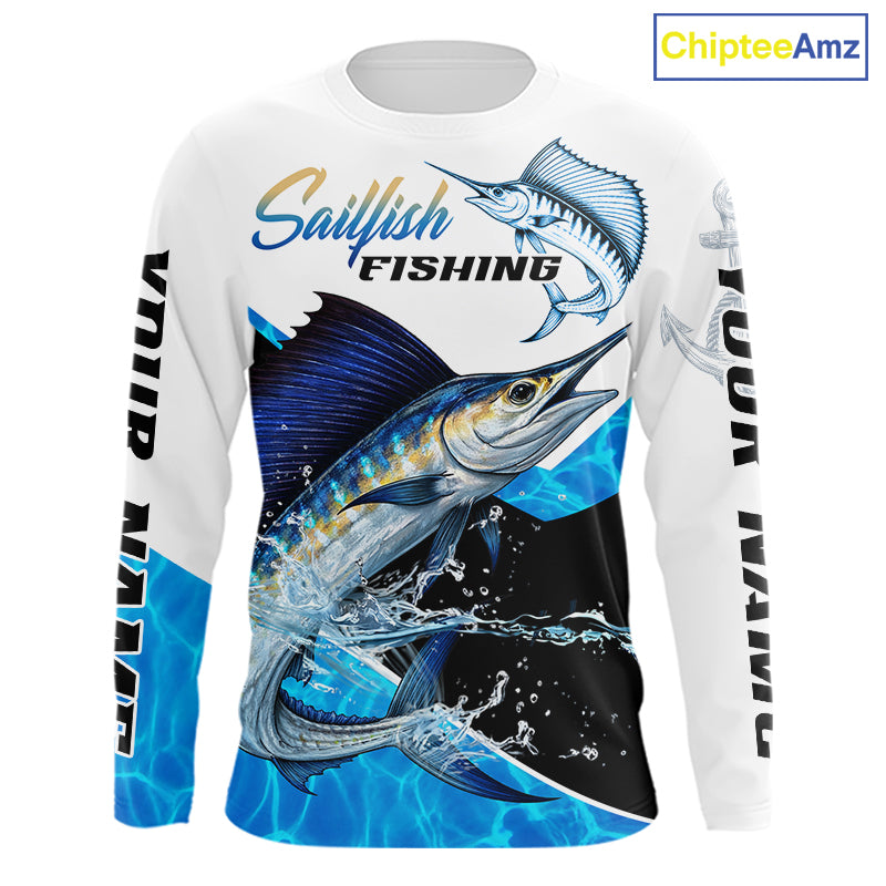 Custom Sailfish Saltwater Fishing Shirts Long Sleeve Designed For Deep Sea Anglers NHT1356