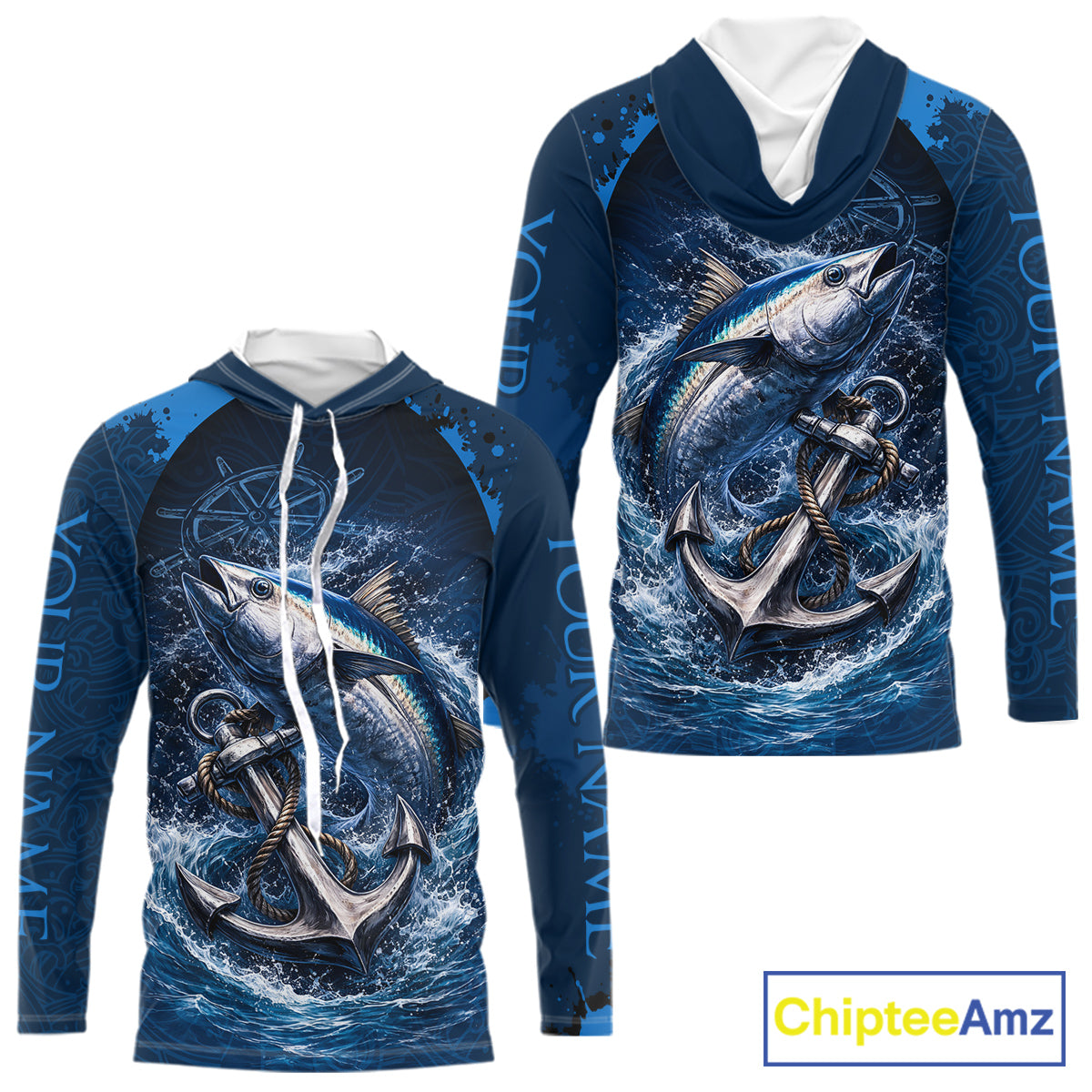 Custom Tuna Fishing Camo Long Sleeve Fishing Shirts, Personalized Tuna Fishing Shirt NHT400