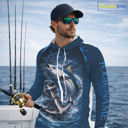 Custom Tuna Fishing Camo Long Sleeve Fishing Shirts, Personalized Tuna Fishing Shirt NHT400