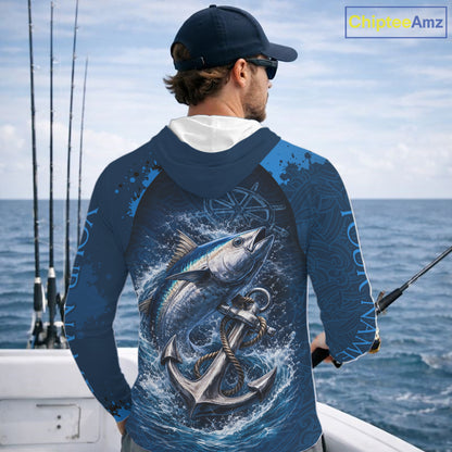 Custom Tuna Fishing Camo Long Sleeve Fishing Shirts, Personalized Tuna Fishing Shirt NHT400