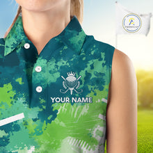 Load image into Gallery viewer, Green Tropical Splash Custom Golf Polo Shirt – Personalized Team Name Performance Polo Tee For Women NHT894