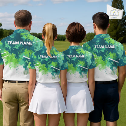 Green Tropical Splash Custom Golf Polo Shirt – Personalized Team Name Performance Polo Tee For Men NHT894
