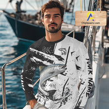 Load image into Gallery viewer, Chinook Salmon (King Salmon) Fishing Black White Camo Performance Fishing Shirts NHT462
