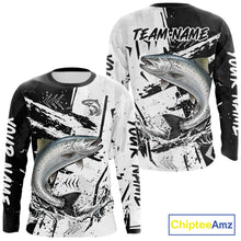 Load image into Gallery viewer, Chinook Salmon (King Salmon) Fishing Black White Camo Performance Fishing Shirts NHT462