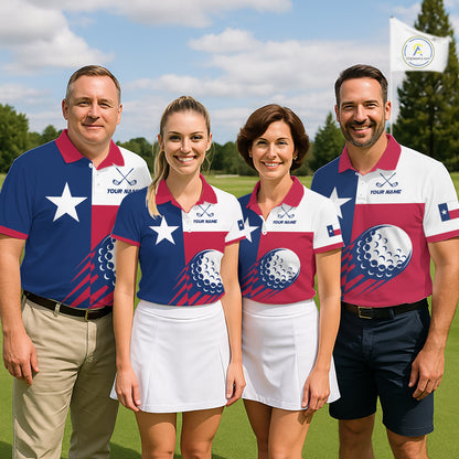 Personalized Texas Flag Patriotic Golf White Mens Golf Polo Shirts Custom Mens Golf Gift For Men NHT736