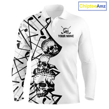Load image into Gallery viewer, Custom Skull Mens Golf Polo Shirt Personalized Name, Golf Team Polo Jersey| White 