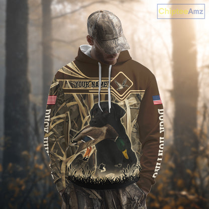 Mallard Duck Hunting Camouflage Shirt With Black Labrador Retriever, Duck Hunting Season NHT119