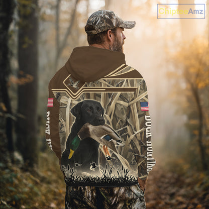 Mallard Duck Hunting Camouflage Shirt With Black Labrador Retriever, Duck Hunting Season NHT119