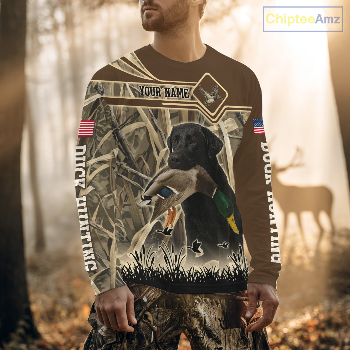 Mallard Duck Hunting Camouflage Shirt With Black Labrador Retriever, Duck Hunting Season NHT119