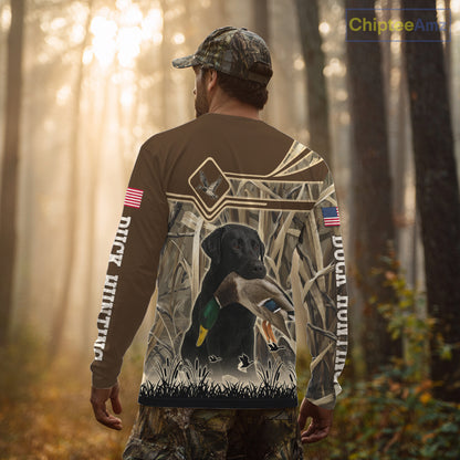 Mallard Duck Hunting Camouflage Shirt With Black Labrador Retriever, Duck Hunting Season NHT119