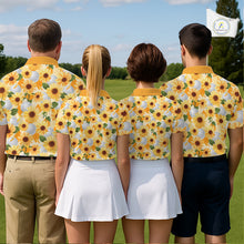Load image into Gallery viewer, Personalized Sunflower Mens Golf Polo Shirt Custom Name Floral Golf Polo For Men NHT1070