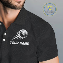 Load image into Gallery viewer, Personalized Mens Golf Polo Shirt Custom Name, Black Yellow Argyle Golf Team Polo NHT1076