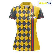 Load image into Gallery viewer, Personalized Womens Golf Polo Shirt Beer And Golf Ball Graphic Custom Team Name Golf Jersey|Yellow 