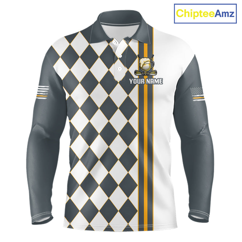Personalized Mens Golf Polo Shirt Beer And Golf Ball Graphic Custom Team Name Golf Jersey|White 