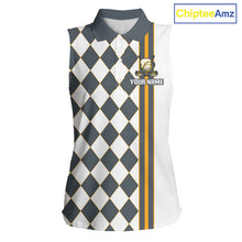 Load image into Gallery viewer, Personalized Womens Sleeveless Golf Polo Shirt Beer And Golf Ball Graphic Custom Team Name Golf Jersey|White 