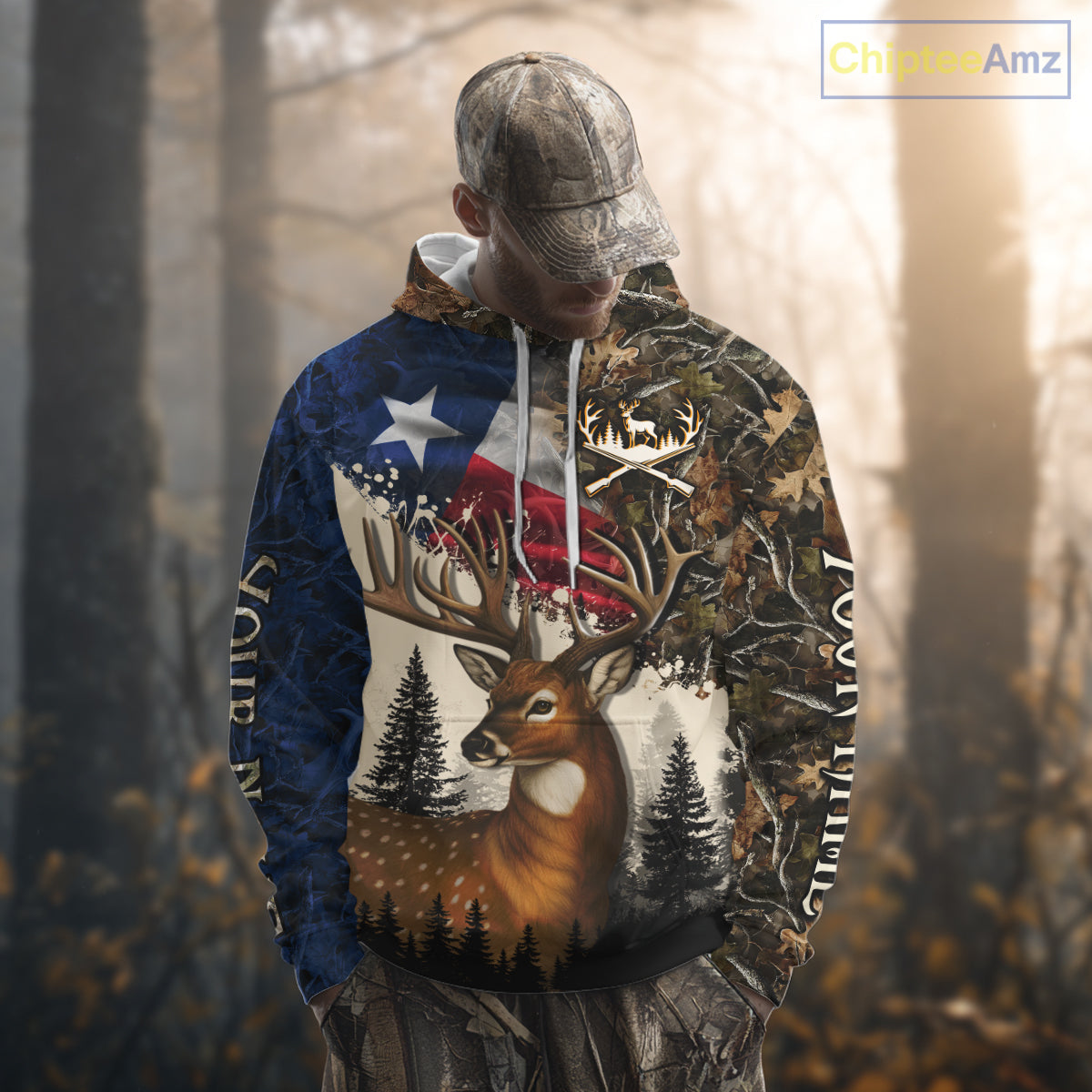 Best Custom Deer Hunting Shirt 3D Camo with Texas Flag & Big Buck Personalized Hunting Gifts NHT34
