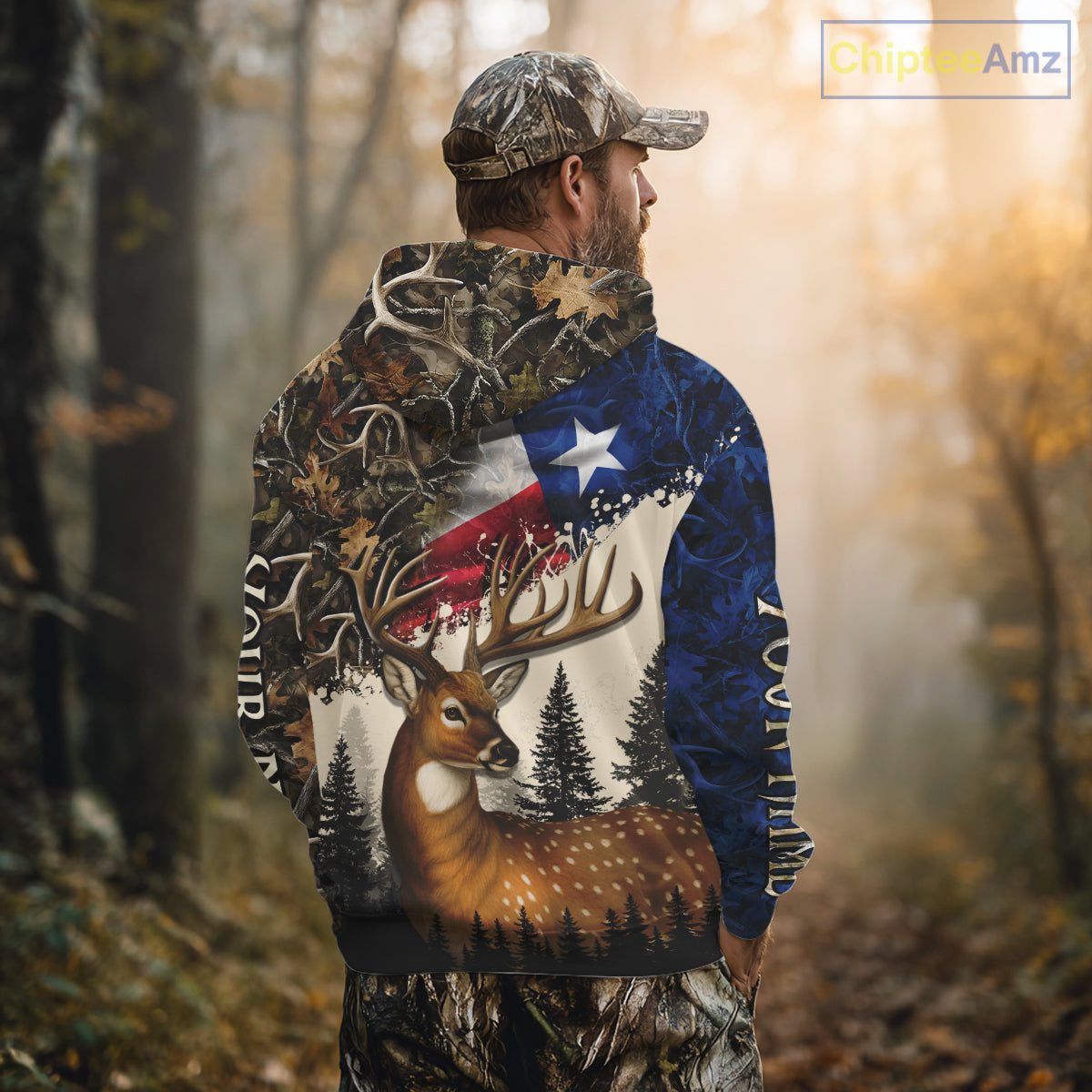 Best Custom Deer Hunting Shirt 3D Camo with Texas Flag & Big Buck Personalized Hunting Gifts NHT34