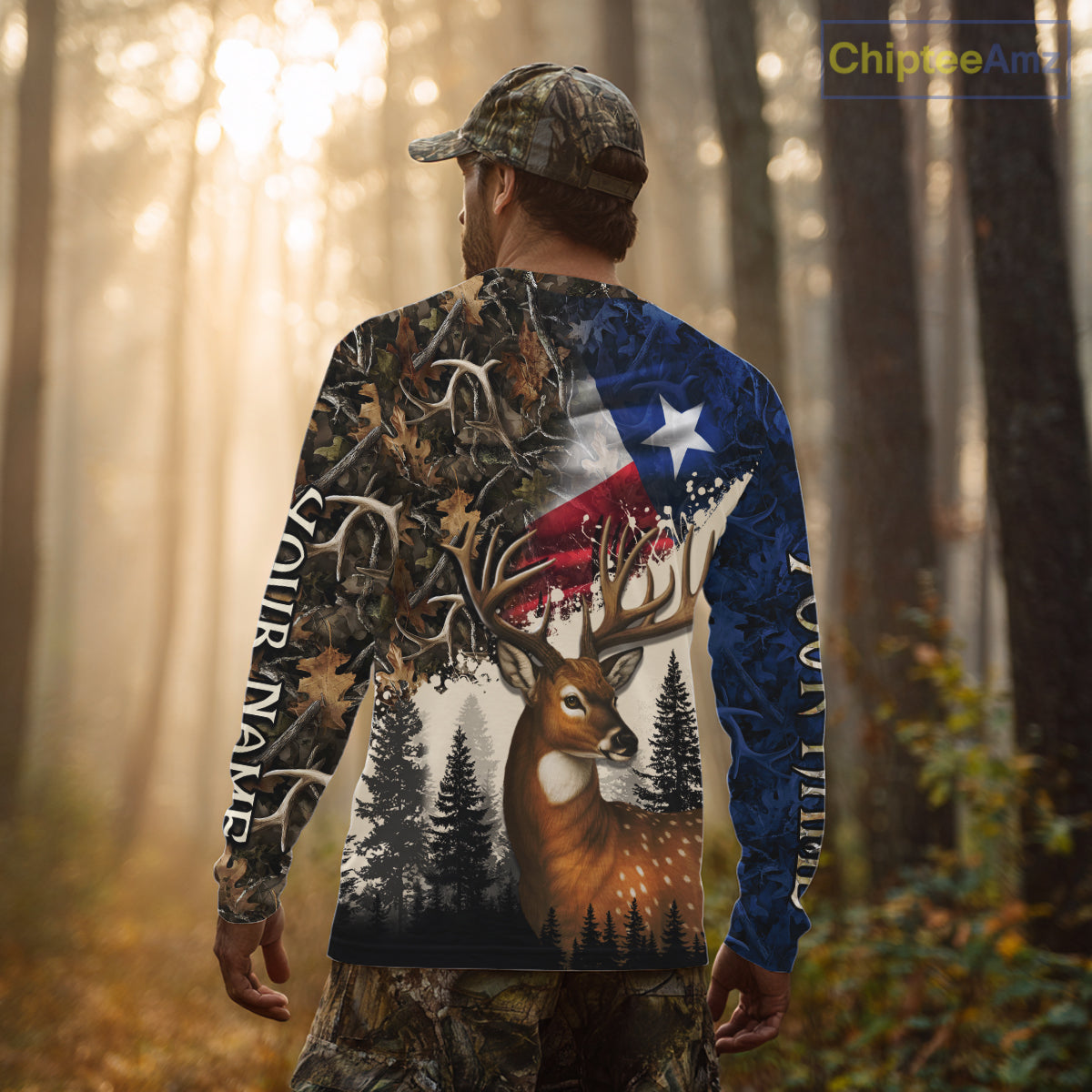 Best Custom Deer Hunting Shirt 3D Camo with Texas Flag & Big Buck Personalized Hunting Gifts NHT34