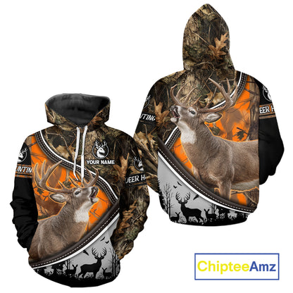Best Deer Hunting Shirt Orange Brown Camo 3D Custom Name, Season Deer Hunting, Hunting Gifts NHT136