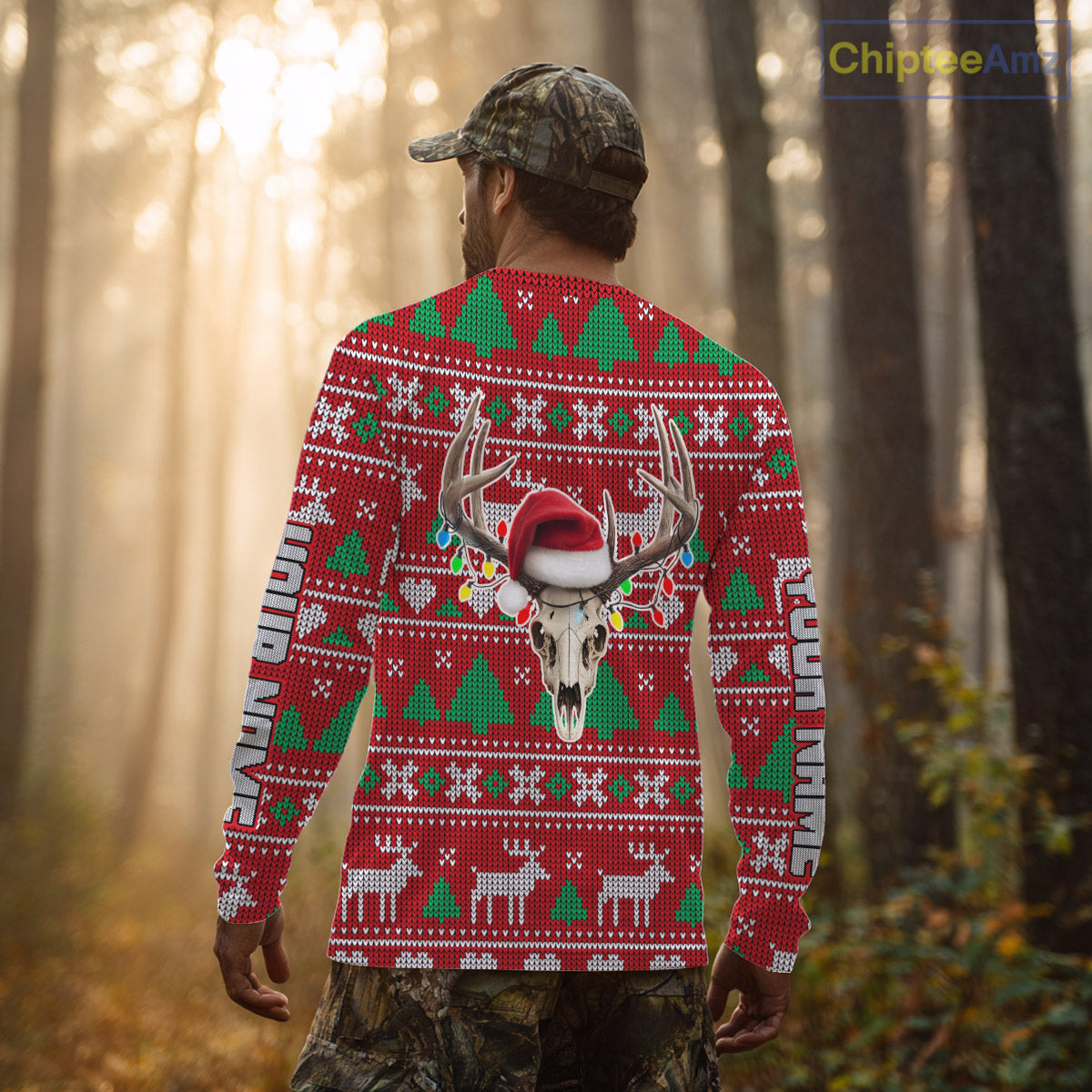 Funny Ugly Sweater Pattern Skull Deer Hunting Custom All Over Print Shirts NHT302