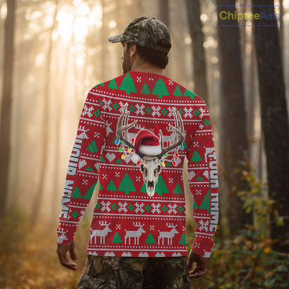 Funny Ugly Sweater Pattern Skull Deer Hunting Custom All Over Print Shirts NHT302