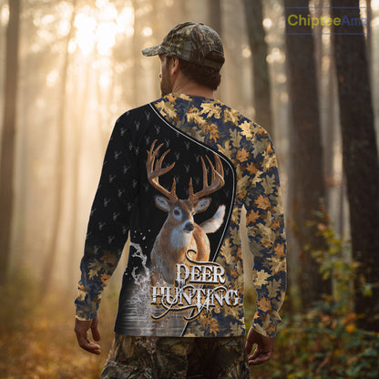 Whitetail Deer Hunting Clothes Custom Name Beautiful Autumn Leaves Camo Hunting Gifts NHT42