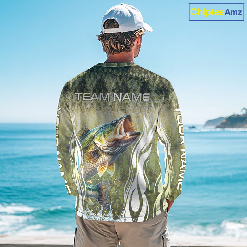 Personalized Bass Team Fishing Shirt - Long Sleeve Tournament Fishing Apparel 