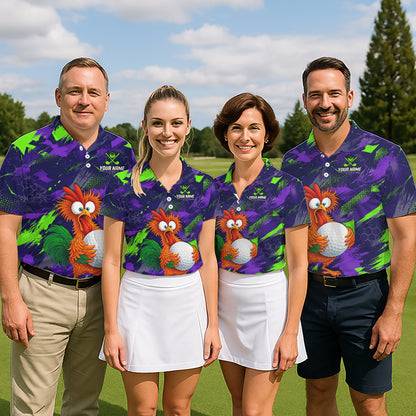 Personalized Funny Chicken Golf Polo Shirt Custom Team Name Golf Gift For Women NHT1246