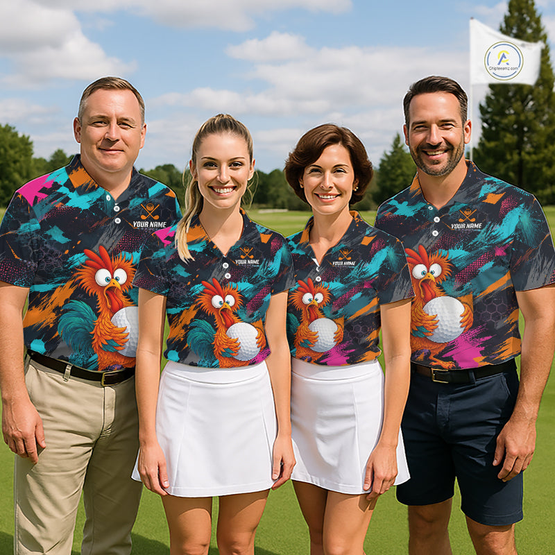 Funny Chicken Golf Polo Shirt Personalized Custom Name Team Golf Shirt Gift For Women NHT1247