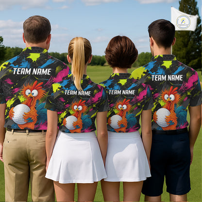 Personalized Funny Chicken Golf Polo Shirt Custom Team Name Golf Gift For Men NHT1248