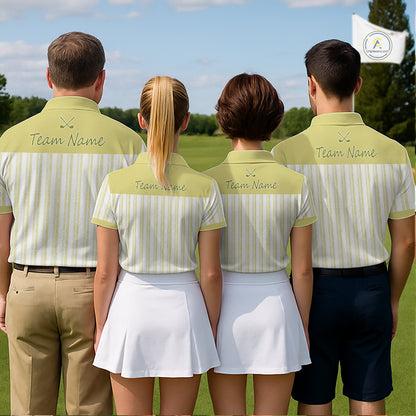 Personalized Golf Polo Shirt Mint Yellow Striped Custom Team Name Polo For Men NHT940