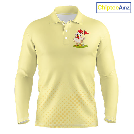Personalized Funny Chicken Golf Polo Shirt for Men Play Happy Swing Smile Repeat