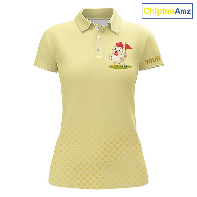 Personalized Funny Chicken Golf Polo Shirt for Womens  Play Happy Swing Smile Repeat