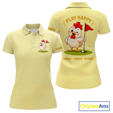 Load image into Gallery viewer, Personalized Funny Chicken Golf Polo Shirt for Womens  Play Happy Swing Smile Repeat