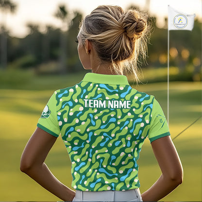 Green sports jersey with a pattern and branding on a person wearing it.