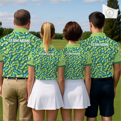 Custom Green Camo Pattern Womens Golf Polo Shirt Personalized Team Golf Uniform NHT1112