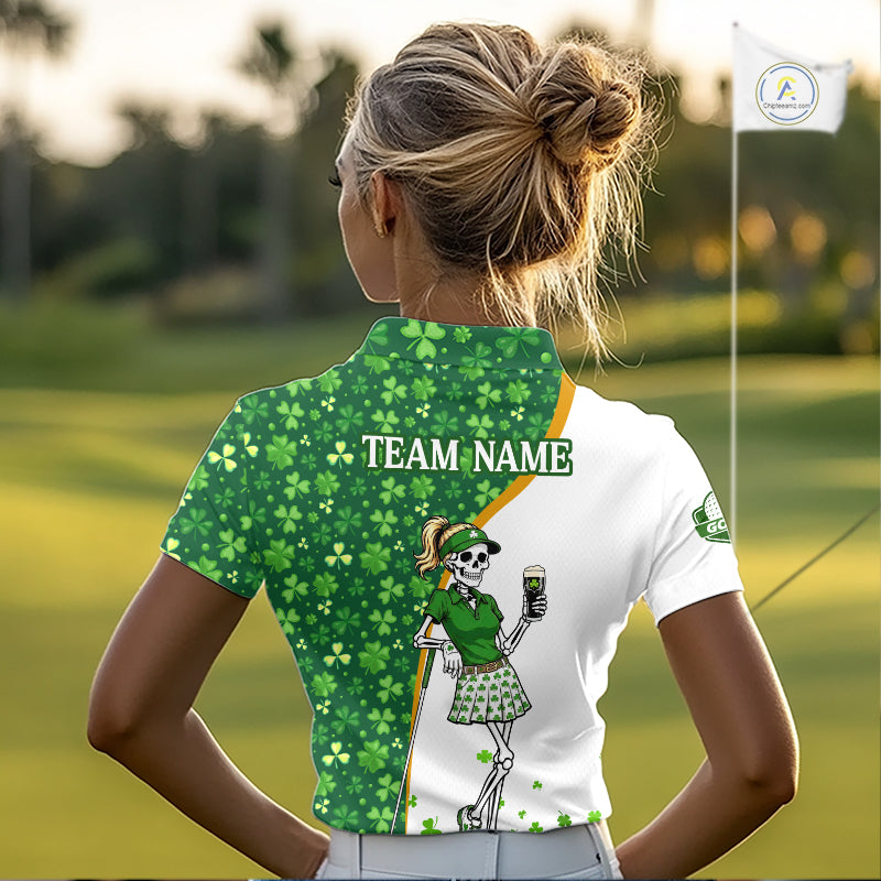 Person wearing a green and white sports jersey with a cartoon character design.