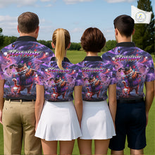 Load image into Gallery viewer, Personalized Womens Golf Polo Shirts Angry Cat Golfer Gothic Lightning Theme Team Name Shirt NHT803