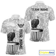 Load image into Gallery viewer, Custom Bald Eagle Mens Disc Golf Polo Shirt, Personalized Team Name Disc Golf Shirt NHT815