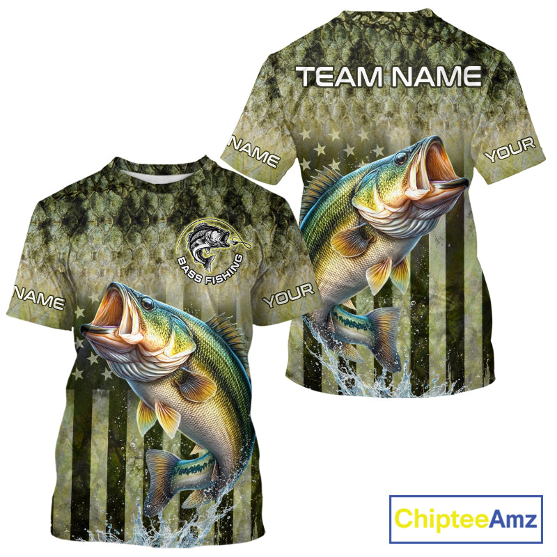 Custom Bass Shirt 3D Personalized Team Name Fishing T - Shirt UV Protection Fishing Jersey 