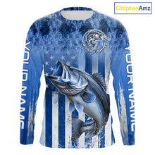 Load image into Gallery viewer, Custom Bass Fishing Shirt 3D Personalized Team Name Long Sleeve UV Protection Fishing Jersey|Blue 